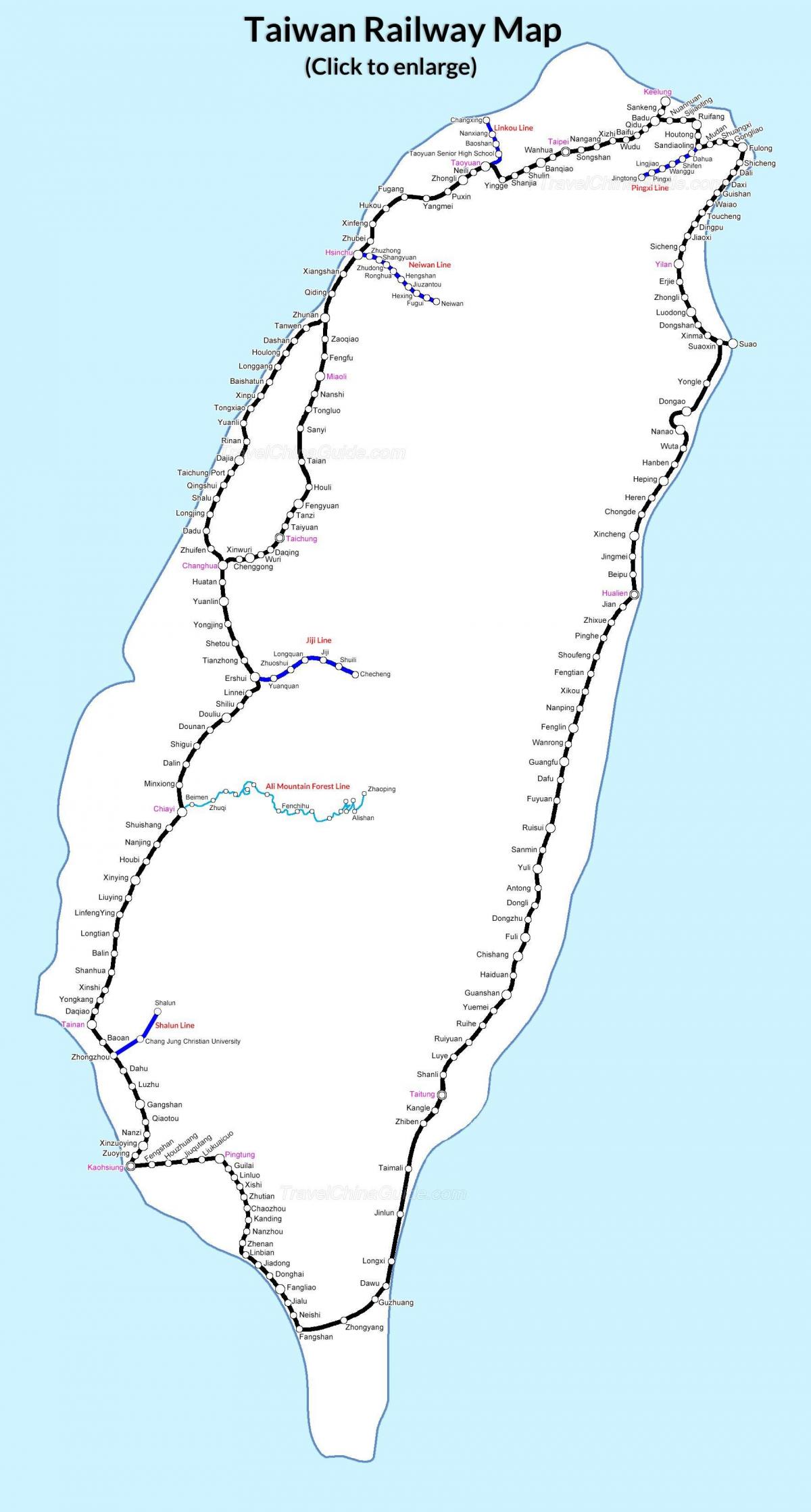geležinkelio žemėlapį Taivanas