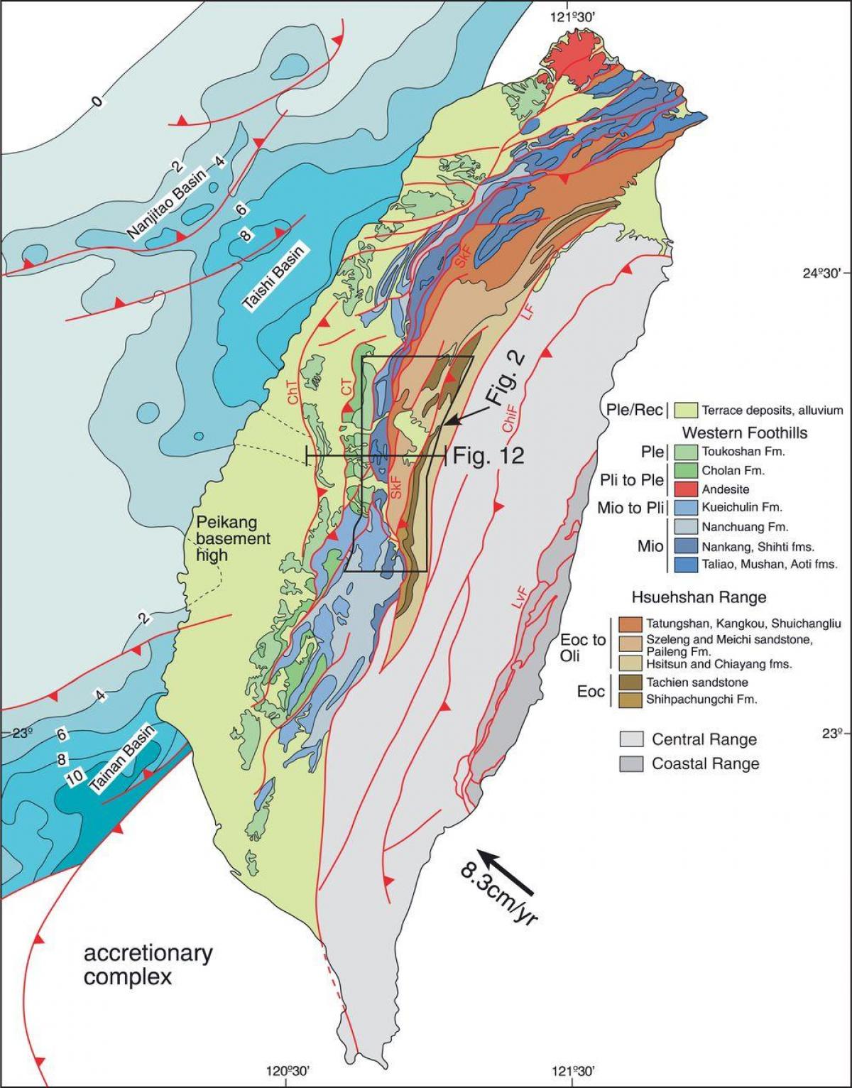 Žemėlapis Taivano geologinius