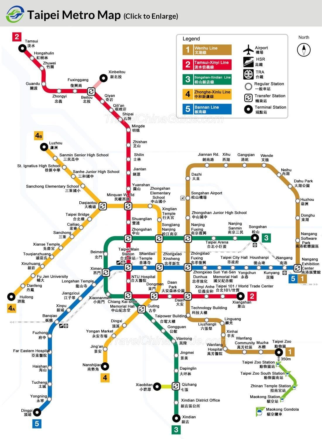 Žemėlapis Taivano metro