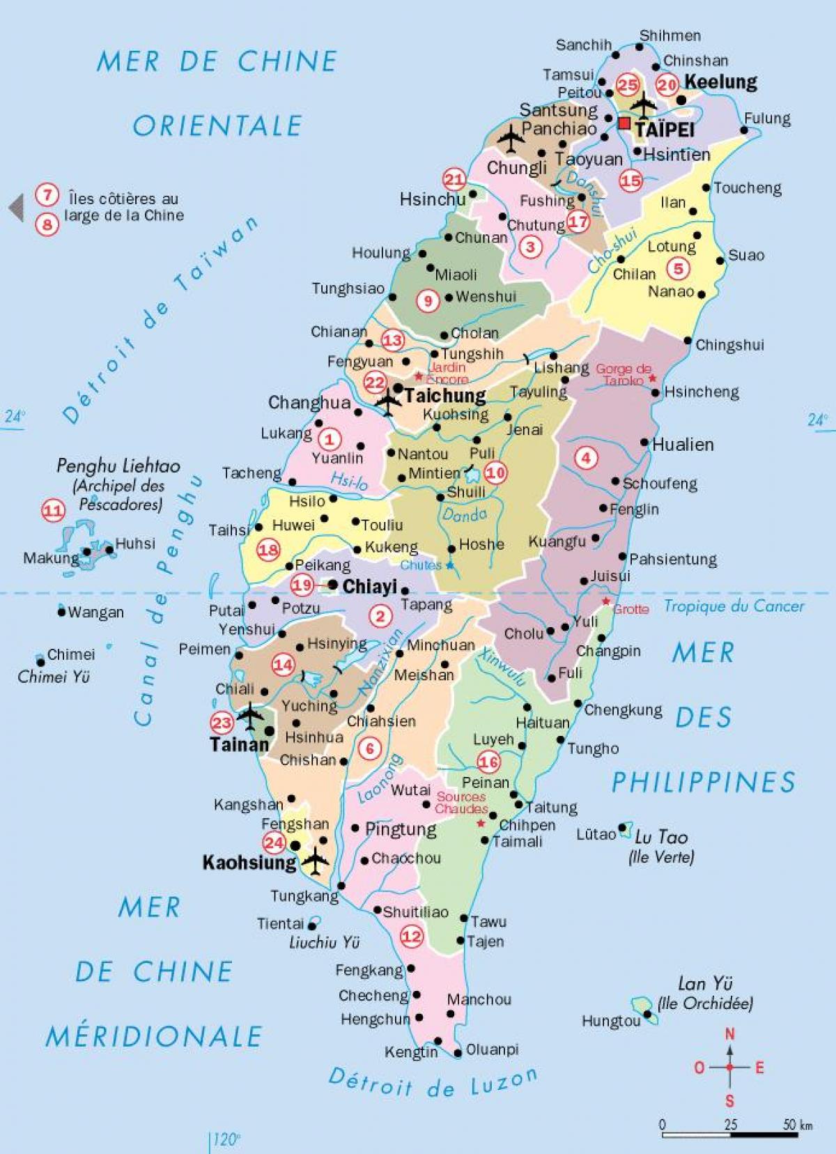žemėlapis Taivano miestus